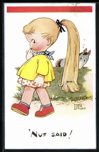 Künstler-AK Mabel Lucie Attwell: Mädchen mit Pferdeschwanz
