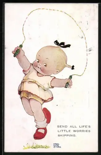 Künstler-AK Mabel Lucie Attwell: Kleines Mädchen springt Seil
