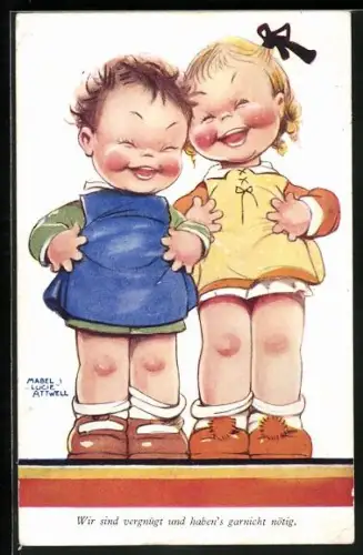 Künstler-AK Mabel Lucie Attwell: Lachendes Kinderpaar