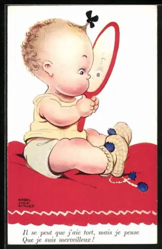 Künstler-AK Mabel Lucie Attwell: Kleinkind mit Handspiegel