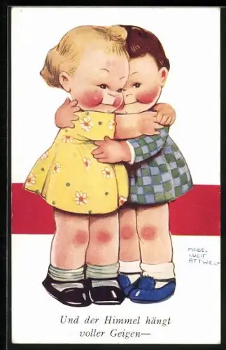 Künstler-AK Mabel Lucie Attwell: Kinderpaar umarmt sich