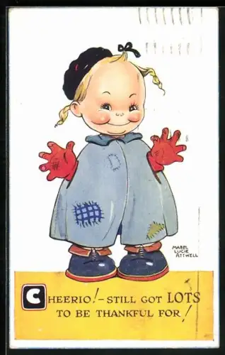 Künstler-AK Mabel Lucie Attwell: Mädchen mit einem Umhang