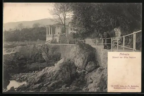 AK Abbazia, Strand bei Villa Neprun
