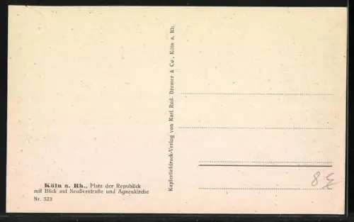 AK Köln-Neustadt, Platz der Republik mit vorbei fahrender Strassenbahn