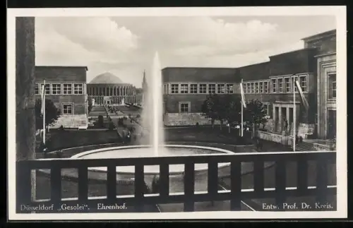 AK Düsseldorf, Gesolei-Ausstellung 1926, Ehrenhof mit Fontaine