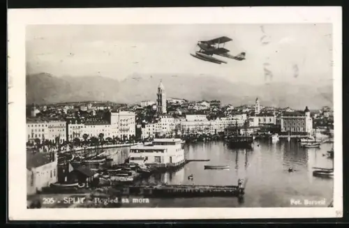 AK Split, Rogled sa mora, Wasserflugzeug über dem Ort