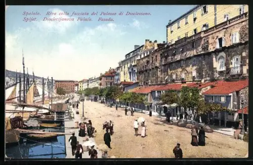 AK Spalato / Spljet, Riva colla facciata del Palazzo di Diocleziano