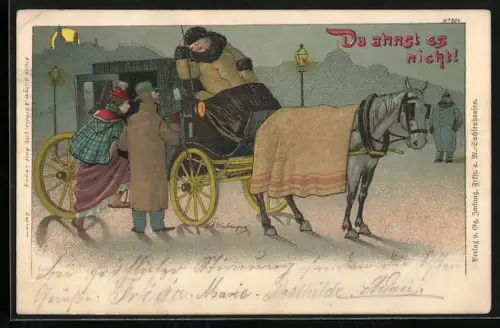Künstler-AK Erich Kleinhempel, Bruno Bürger & Ottillie Nr. 804: Paar besteigt eine Kutsche
