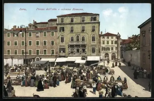 AK Zara, Piazza dell`erbe e colonna Romana