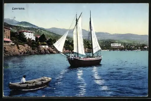 AK Lovrana, Villen am Strand, Segelboot