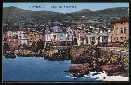 AK Lovrana, Villenpartie am Südstrand
