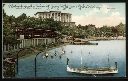 AK Lovrana, Seebad mit Hotel Lovrana