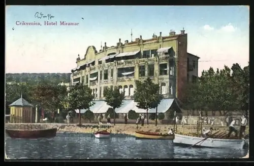 AK Crikvenica, Hotel Miramar von der Seeseite