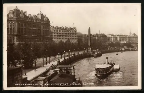 AK London, Thames Embankment and Cleopatra's Needle