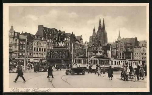 AK Köln, Strasse am Neumarkt mit Strassenbahn