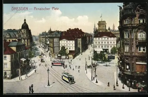 AK Dresden, Pirnaischer Platz, Strassenbahn