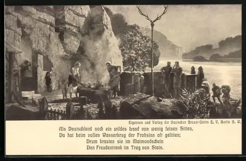 Künstler-AK Zeno Diemer: Dresden, Internationale Hygiene-Ausstellung 1911, Die Deutsche Brauer-Union e. V., Germanen
