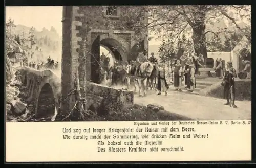 Künstler-AK Zeno Diemer: Der Kaiser zieht in ein Kloster ein, um Bier zu trinken
