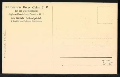 Künstler-AK Zeno Diemer: Der Kaiser zieht in ein Kloster ein, um Bier zu trinken