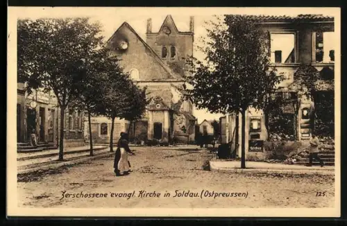 AK Soldau, Zerschossene evangelische Kirche