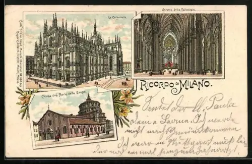 Lithographie Milano, La Cattedrale, Chiesa di S. Maria della Grazie