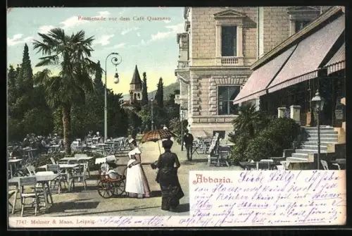 AK Abbazia, Promenade vor dem Cafe Quarnero