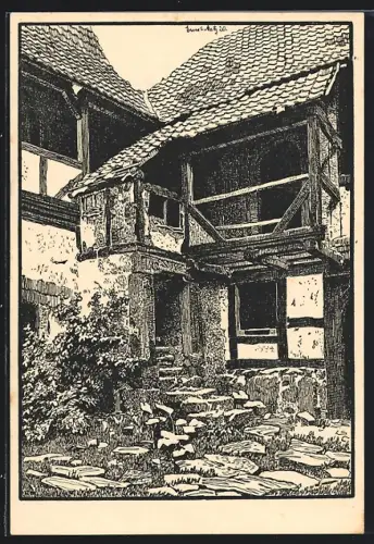 Künstler-AK Ludwigstein, Partie vom Alten Winkel