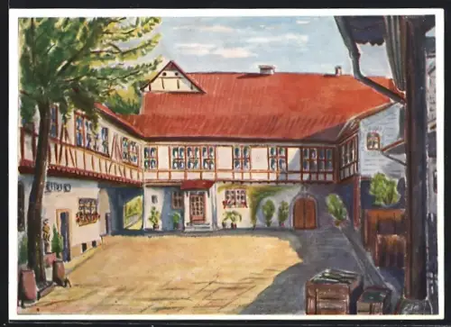 AK Bad Dürkheim, Hof der Sektkellerei und des Weingutes Fitz-Ritter