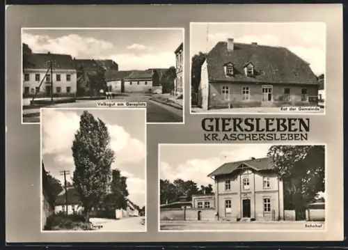 AK Giersleben, Rat der Gemeinde, Volksgut am Geroplatz und Bahnhof