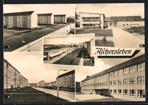 AK Aschersleben, Kosmonautenviertel Ansichten auf Kinderkrippe Nord und 7. Oberschule