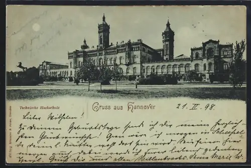 Mondschein-AK Hannover, Gesamtansicht der Technische Hochschule