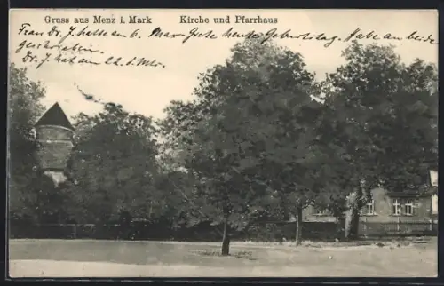 AK Menz i. Mark, Kiche und Pfarrhaus