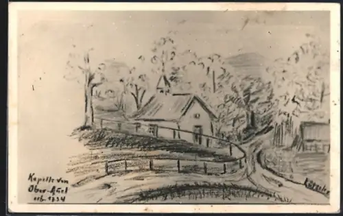 Künstler-AK Ober-Auel, Blick auf die Kapelle