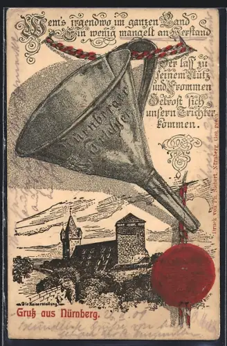 Lithographie Nürnberg, Luginsland, Nürnberger Trichter