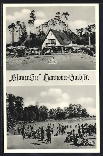 AK Hannover-Garbsen, Blauer See mit Strand und Seehaus