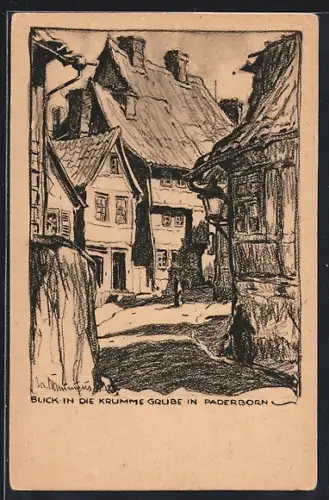 Künstler-AK Paderborn, Blick in die Krumme Grube