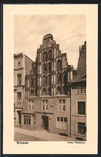 AK Wismar, Blick auf Hotel Wädekin