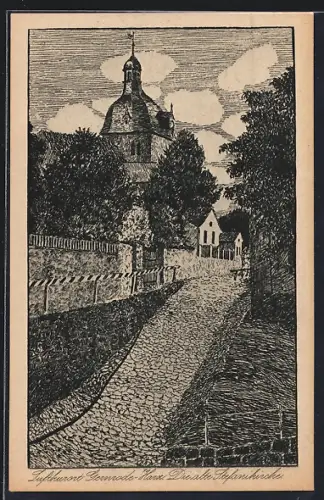 Künstler-AK Gernrode / Harz, St. Stefanikirche