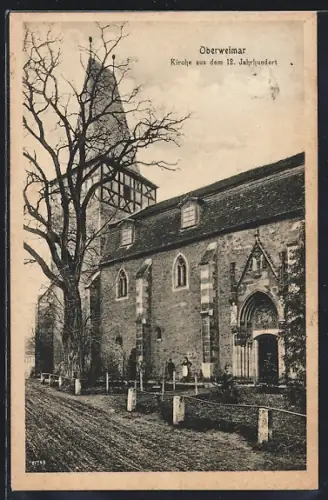 AK Oberweimar / Thüringen, Partie an der Kirche