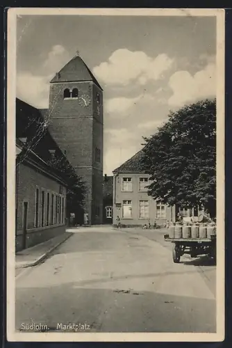 AK Südlohn, Partie am Marktplatz mit Kirche