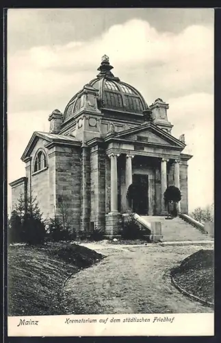 AK Mainz, Krematorium auf dem städtlischen Friedhof