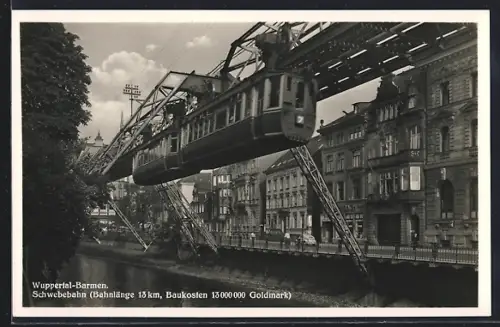 AK Wuppertal-Barmen, Blick auf die Schwebebahn