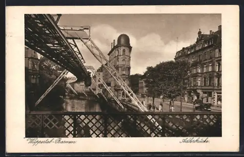 AK Wuppertal-Barmen, Schwebebahnstrecke an der Adlerbrücke