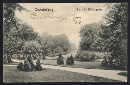 AK Berlin-Charlottenburg, Partie im Schlossgarten