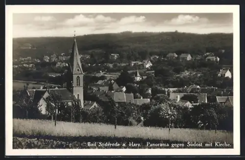 AK Bad Suderode a. Harz, Panorama gegen Südost mit Kirche