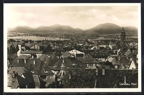 AK Landau /Pfalz, Stadtansicht mit Blick auf Dächer und Kirchturm