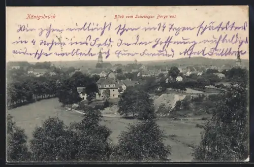 AK Königsbrück, Blick vom Scheibigen Berge auf Stadt und Umgebung
