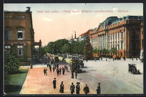 AK Berlin, Unter den Linden, Palais Kaiser Wilhelm I., Bibliothek