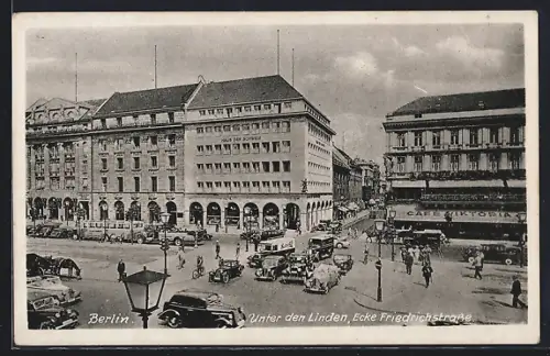 AK Berlin, Café Viktoria, Unter den Linden, Ecke Friedrichstrasse, Strassenszene