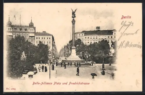 AK Berlin-Kreuzberg, Belle-Alliance Platz und Friedrichstrasse